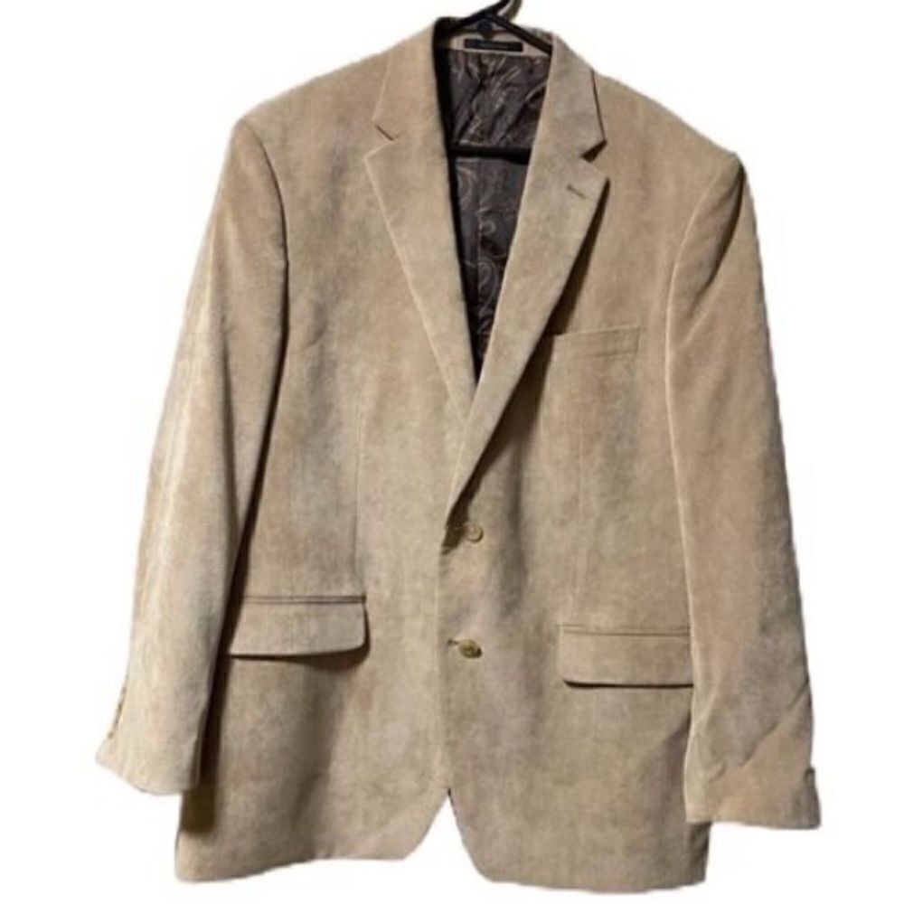 Lauren Ralph Lauren Men’s Size 44L Corduroy Suit Jacket Tan Two Button Lined